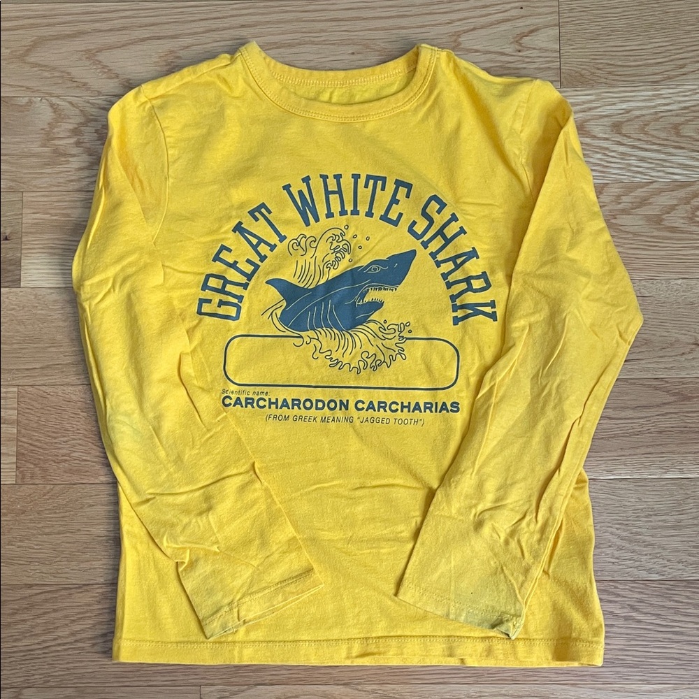 GAP Yellow Long Sleeve Tee with Shark Design